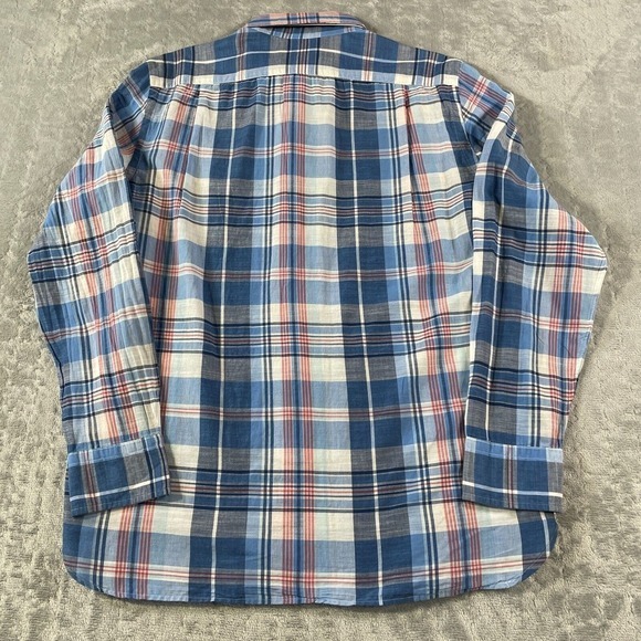Cremieux Shirt Men Sz Medium Blue Plaid Casual Resort Summer Preppy Long Sleeve‎ - Picture 10 of 11